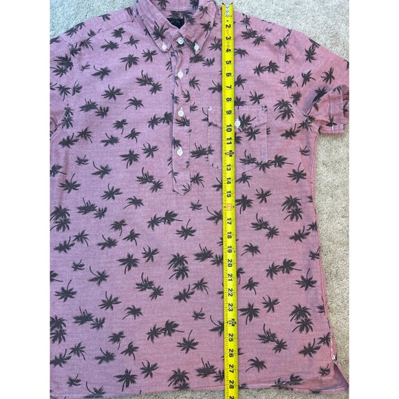 J.Crew Mens Pink Palm Tree Short Sleeve Button-Up Cotton Shirt Size L - Picture 8 of 9